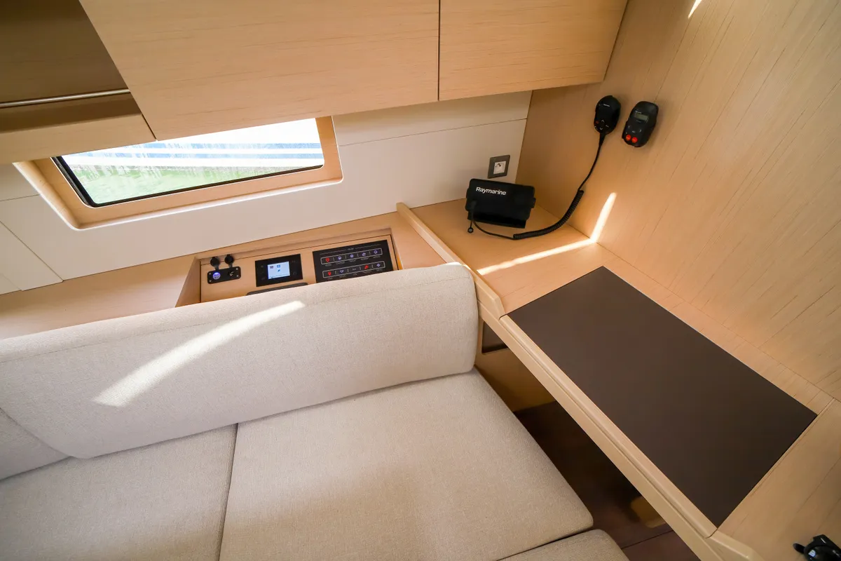 Salon of Andromaca, a Beneteau Oceanis 46.1 sailboat at Olbia, Italy