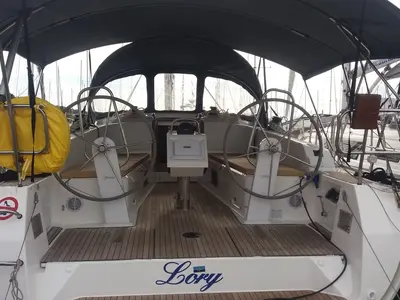 Cockpit of Lory, a Bavaria Cruiser 41 sailboat at Split, Croatia