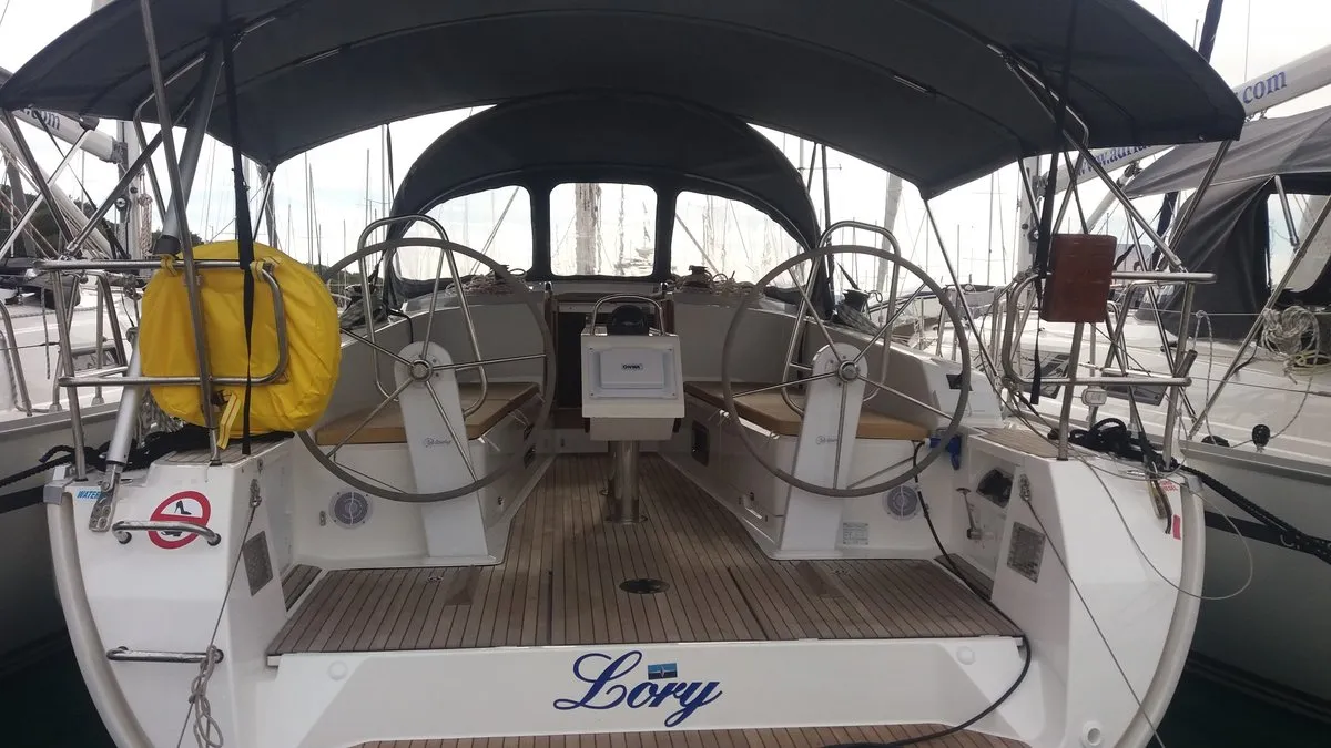 Cockpit of Lory, a Bavaria Cruiser 41 sailboat at Split, Croatia