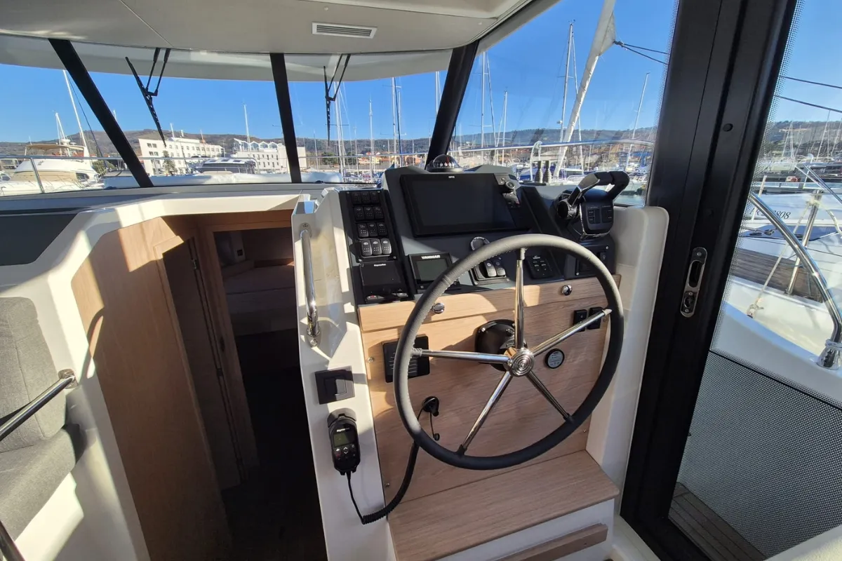 Cockpit of Swift Home, a Beneteau Swift Trawler 41 motor yacht at Pirovac, Croatia