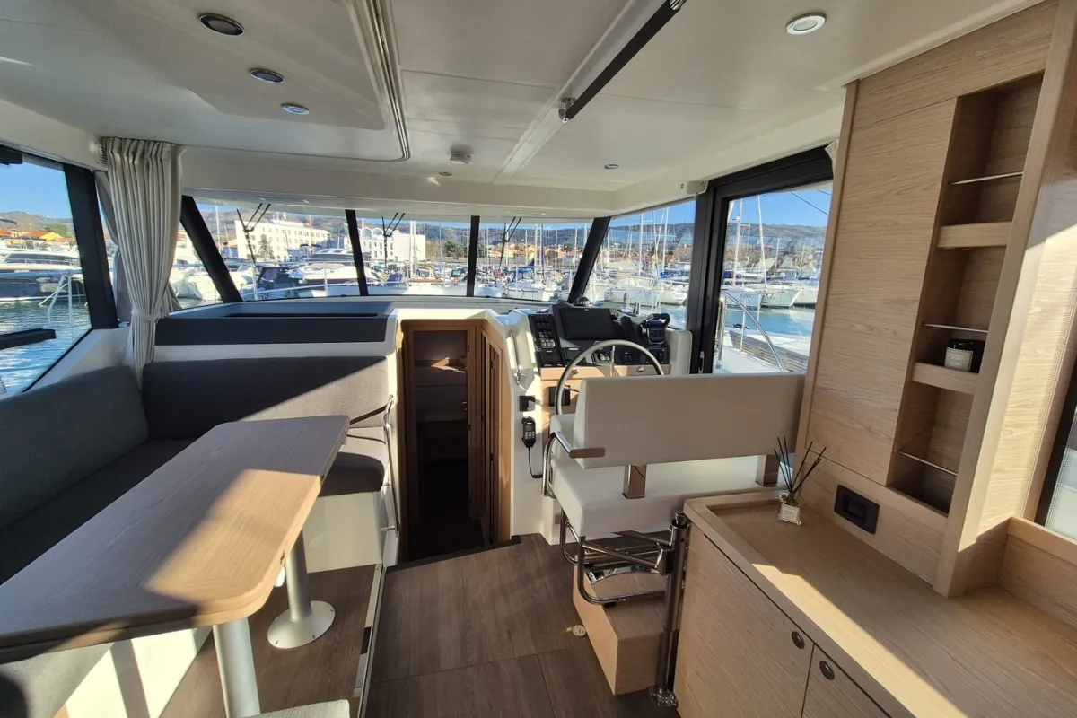 Salon of Swift Home, a Beneteau Swift Trawler 41 motor yacht at Pirovac, Croatia