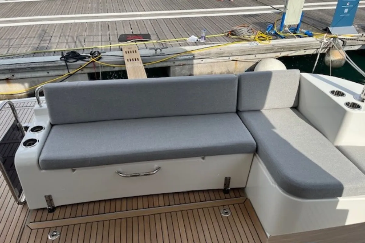 Deck of Swift Home, a Beneteau Swift Trawler 41 motor yacht at Pirovac, Croatia