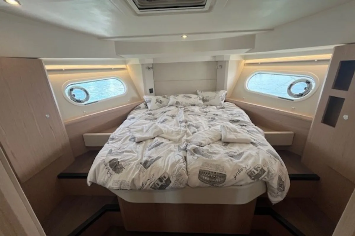 Cabin on Swift Home, a Beneteau Swift Trawler 41 motor yacht at Pirovac, Croatia