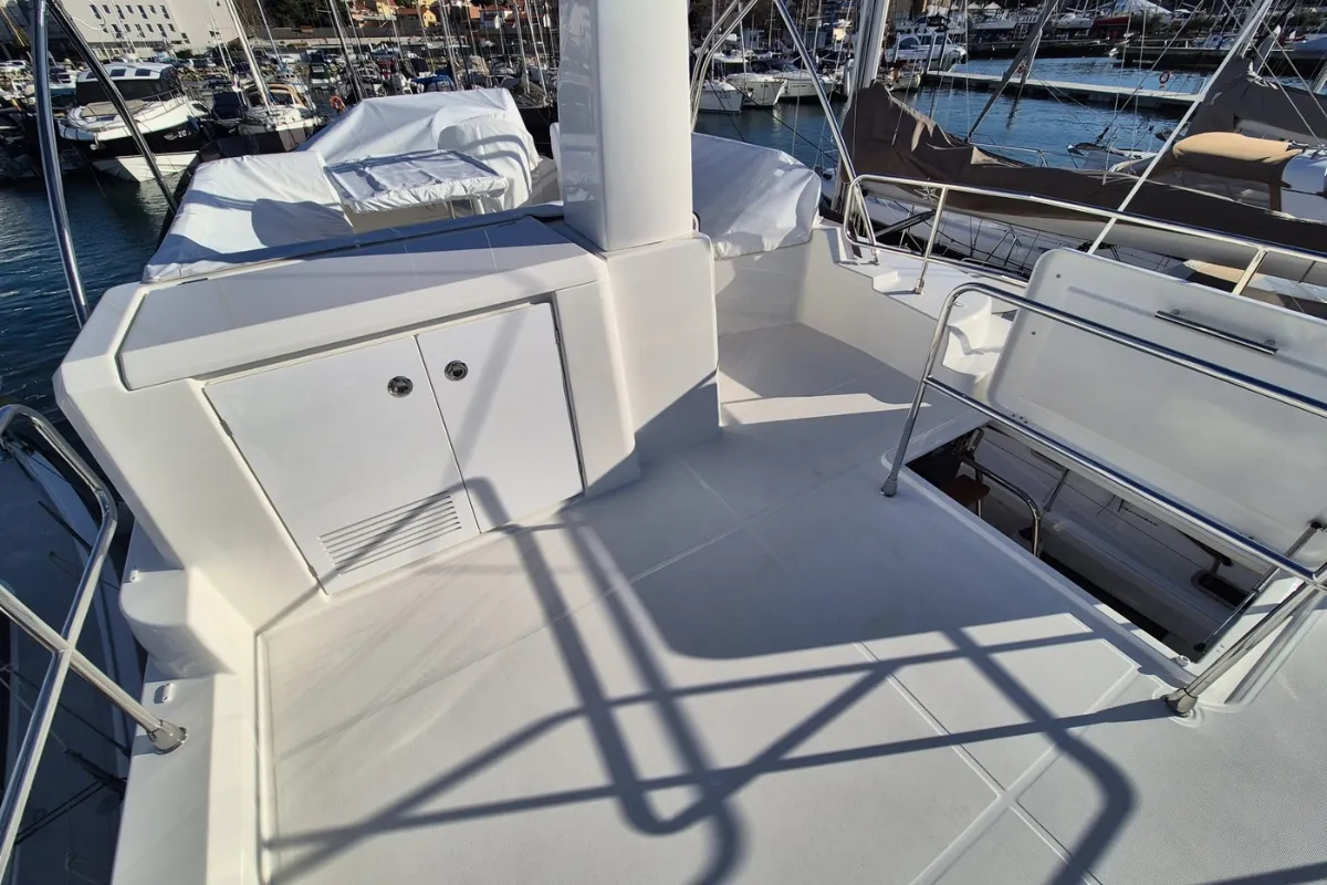 Deck of Swift Home, a Beneteau Swift Trawler 41 motor yacht at Pirovac, Croatia