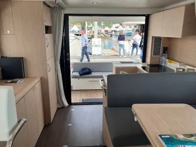 Salon of Swift Home, a Beneteau Swift Trawler 41 motor yacht at Pirovac, Croatia