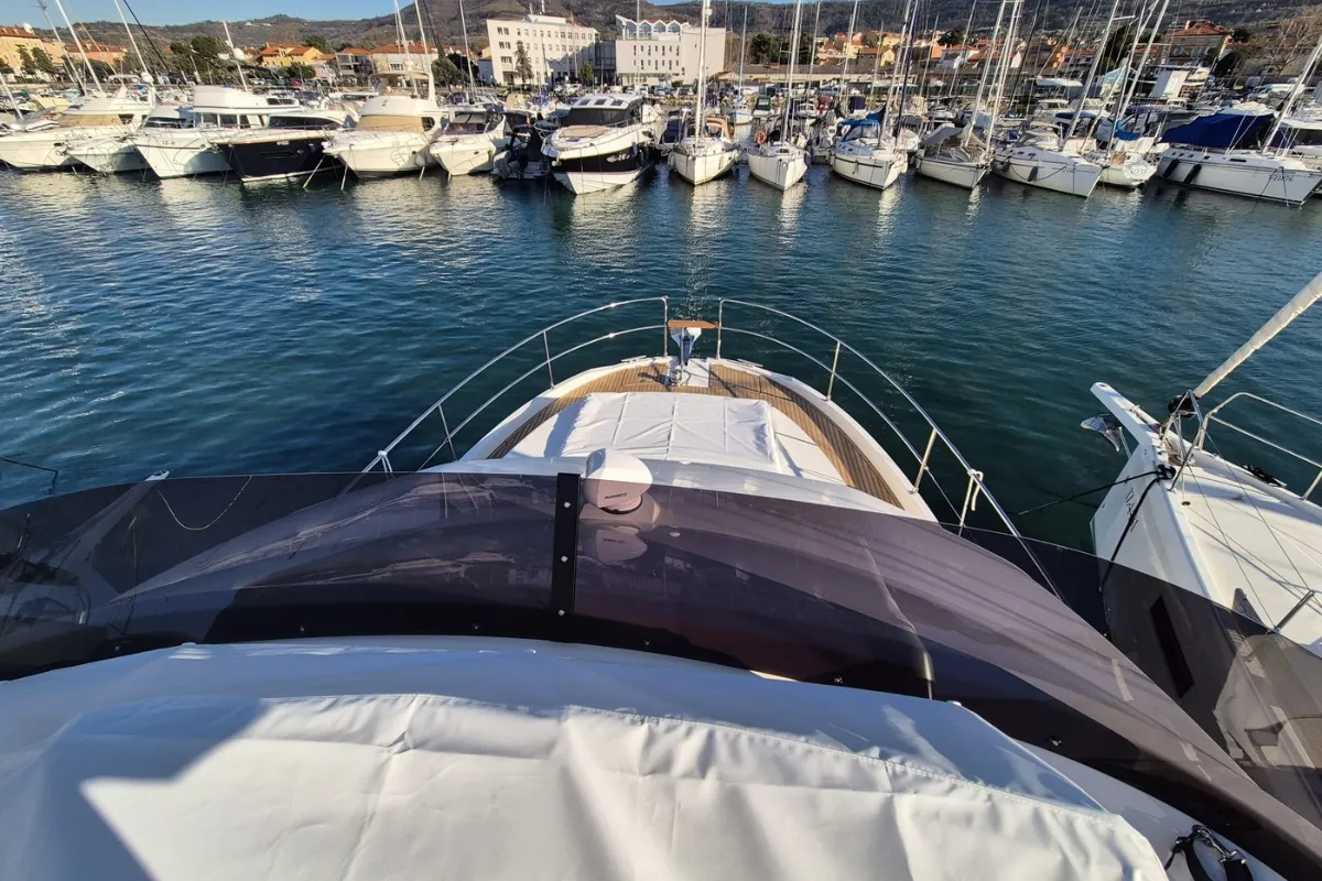 Exterior view of Swift Home, a Beneteau Swift Trawler 41 motor yacht at Pirovac, Croatia