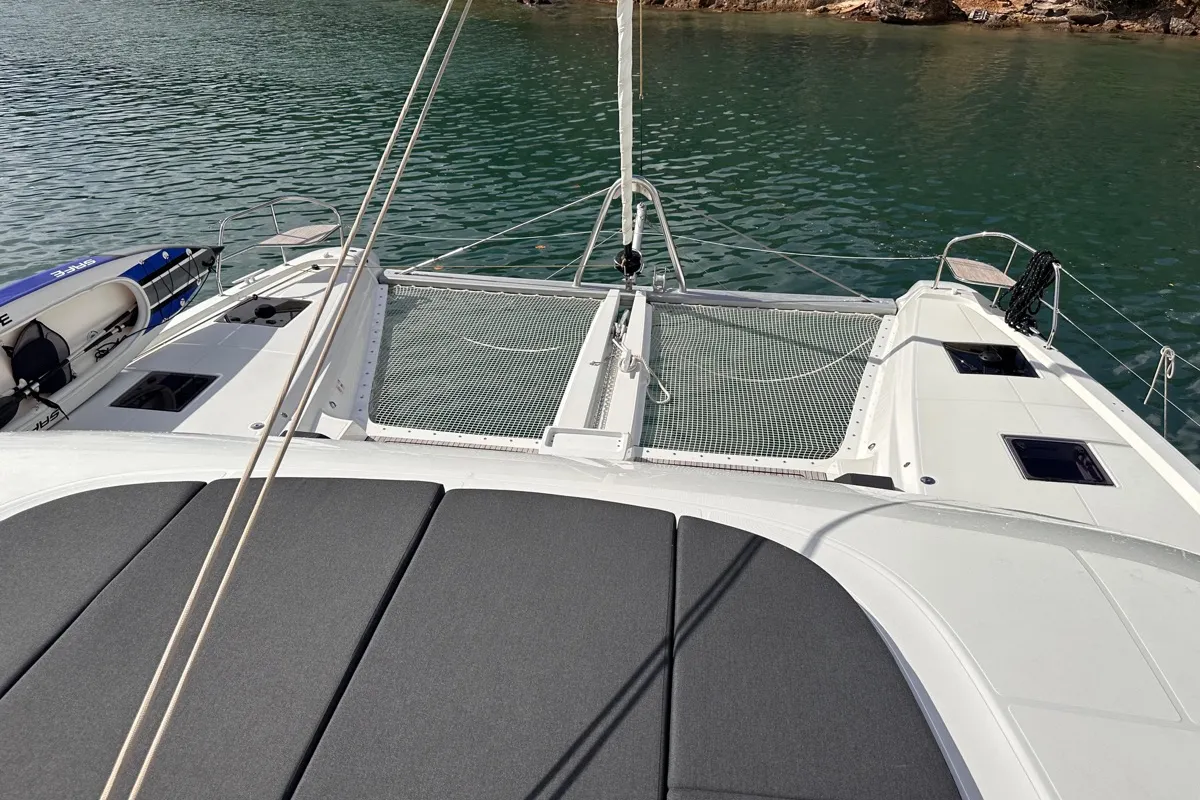 Deck of MAUI (PTP), a Lagoon 55 catamaran at Pointe-à-Pitre, France