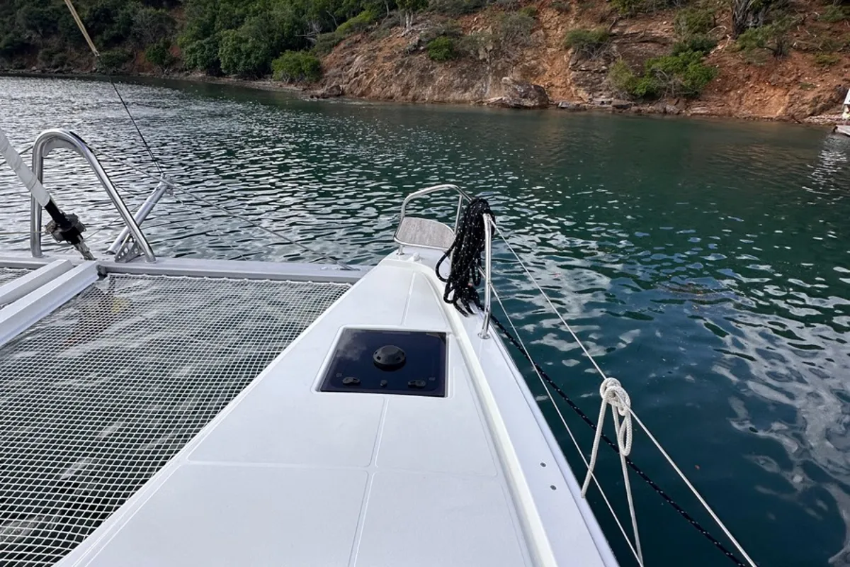 Deck of MAUI (PTP), a Lagoon 55 catamaran at Pointe-à-Pitre, France