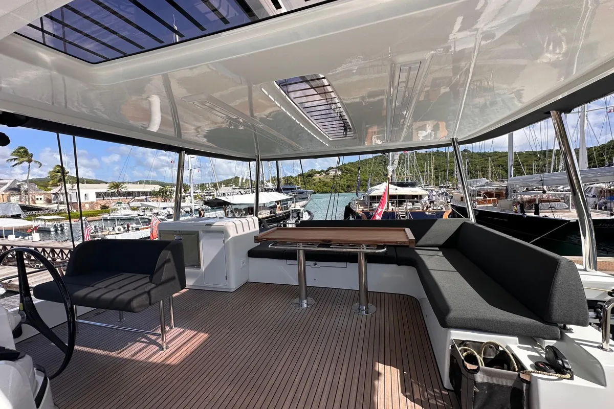 Deck of MAUI (PTP), a Lagoon 55 catamaran at Pointe-à-Pitre, France