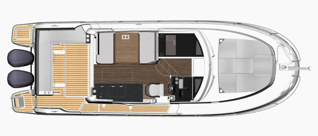 Floor plan of Agron, a Jeanneau Merry Fisher 1095 motorboat at Grad Kaštela, Croatia
