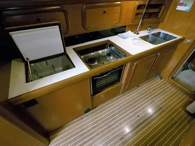 Galley of Sjor III, a Grand Soleil 40 sailboat at Šibenik, Croatia