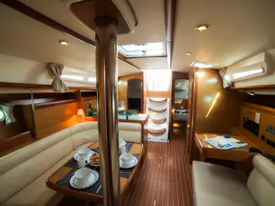 Salon of Triton, a Jeanneau Sun Odyssey 42 i sailboat at Volos Municipality, Greece