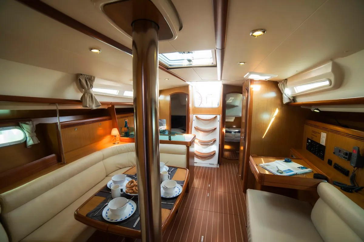 Salon of Triton, a Jeanneau Sun Odyssey 42 i sailboat at Volos Municipality, Greece