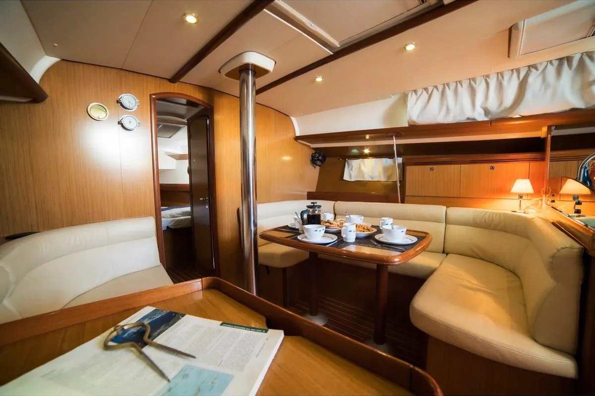 Salon of Triton, a Jeanneau Sun Odyssey 42 i sailboat at Volos Municipality, Greece