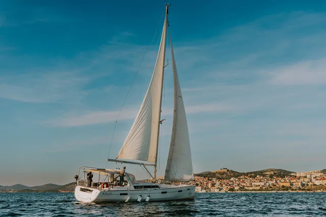 Exterior view of THEIA, a Beneteau Oceanis 45 sailboat at Šibenik, Croatia
