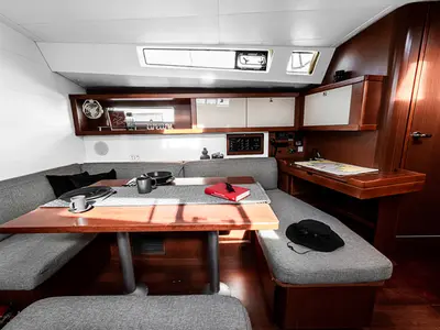 Salon of THEIA, a Beneteau Oceanis 45 sailboat at Šibenik, Croatia