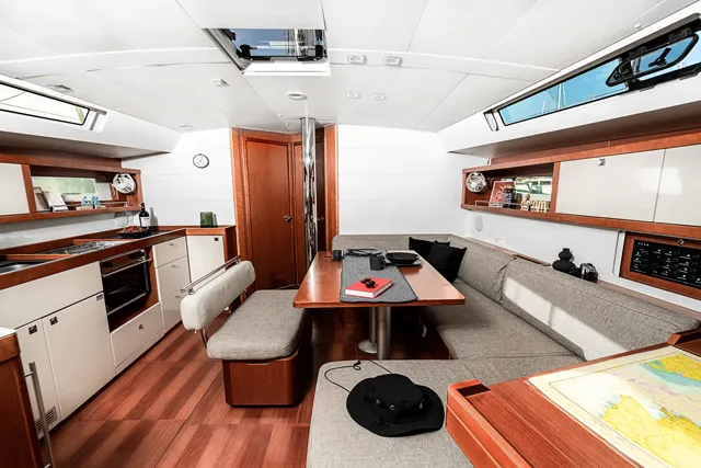 Salon of THEIA, a Beneteau Oceanis 45 sailboat at Šibenik, Croatia