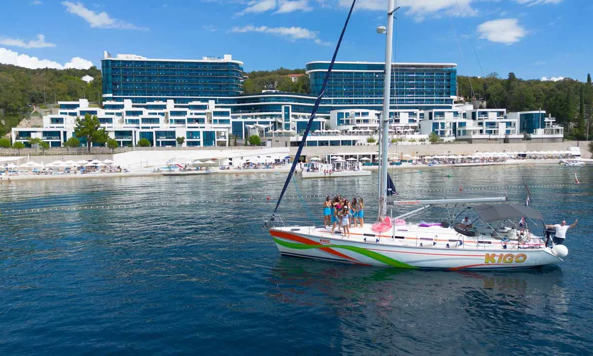 Exterior view of Kigo, a Bavaria 49 sailboat at Grad Rijeka, Croatia