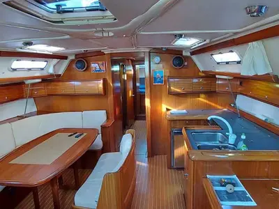 Salon of Kigo, a Bavaria 49 sailboat at Grad Rijeka, Croatia