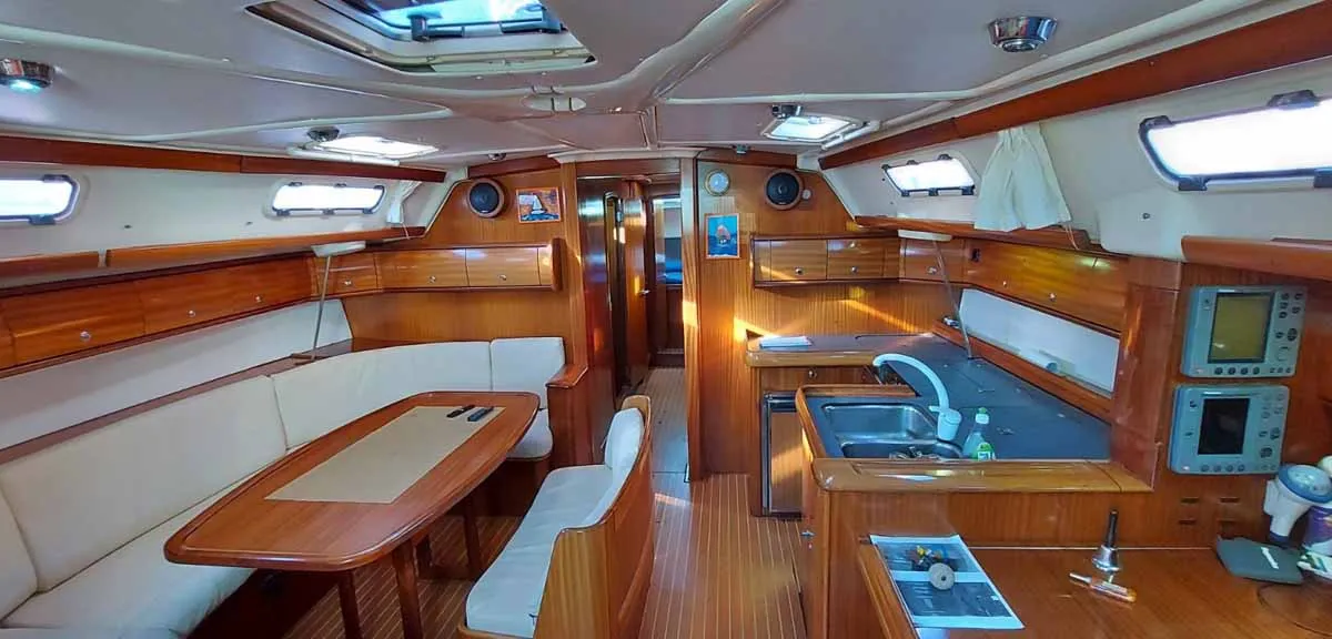 Salon of Kigo, a Bavaria 49 sailboat at Grad Rijeka, Croatia