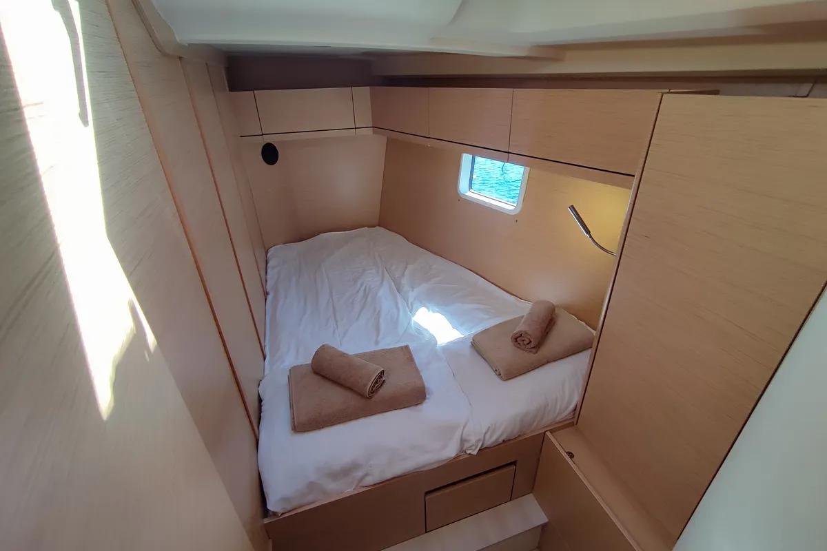 Cabin on Andromeda, a Hanse 508 sailboat at Lavrion, Greece