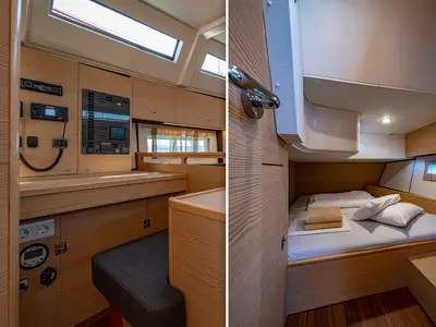 Cabin on Dion, a D&D Kufner 50 sailboat at Marmaris, Turkey