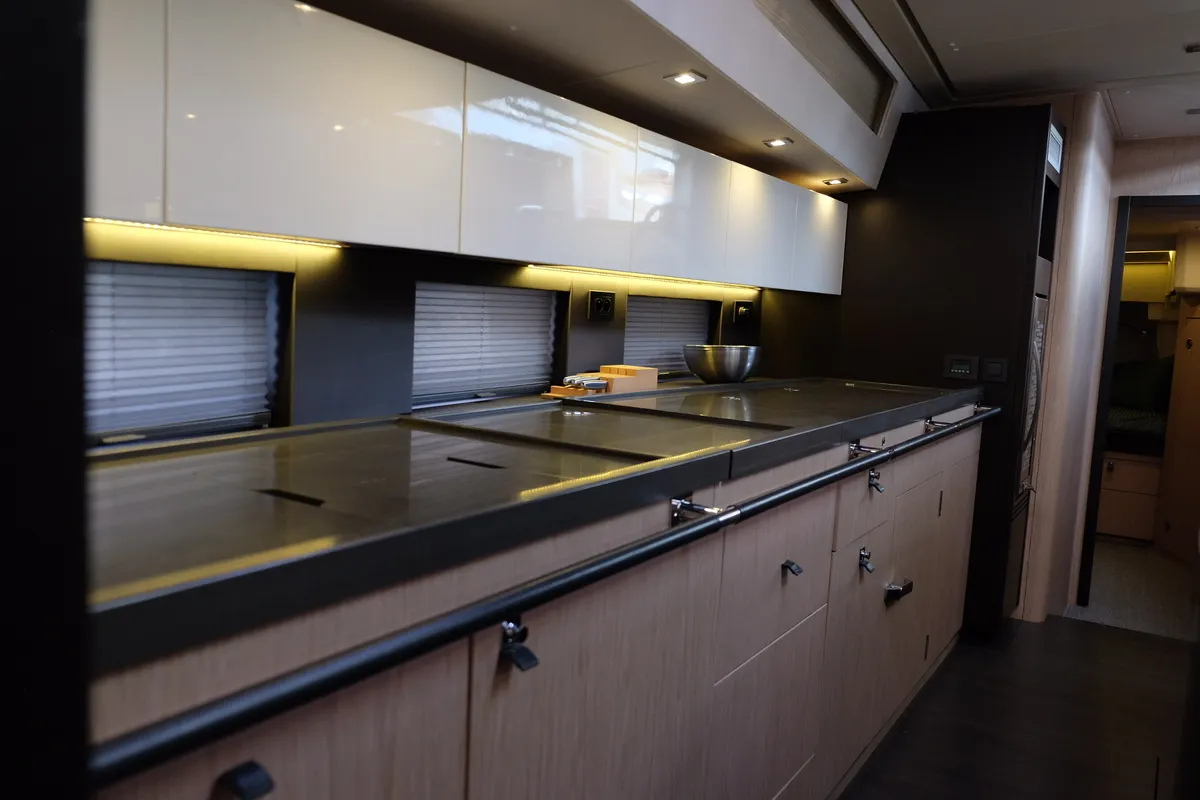 Galley of Premium +, a Beneteau Oceanis Yacht 62 sailboat at Rosignano Solvay, Italy