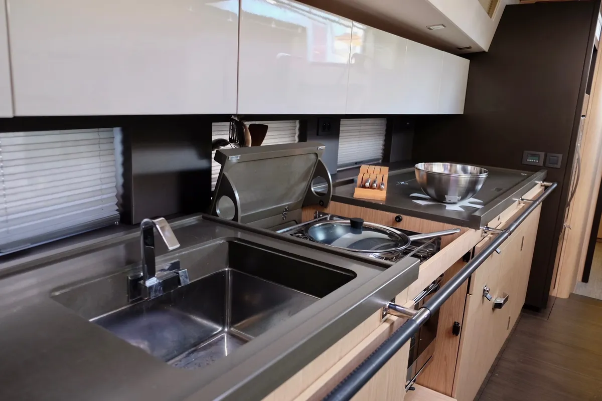 Galley of Premium +, a Beneteau Oceanis Yacht 62 sailboat at Rosignano Solvay, Italy