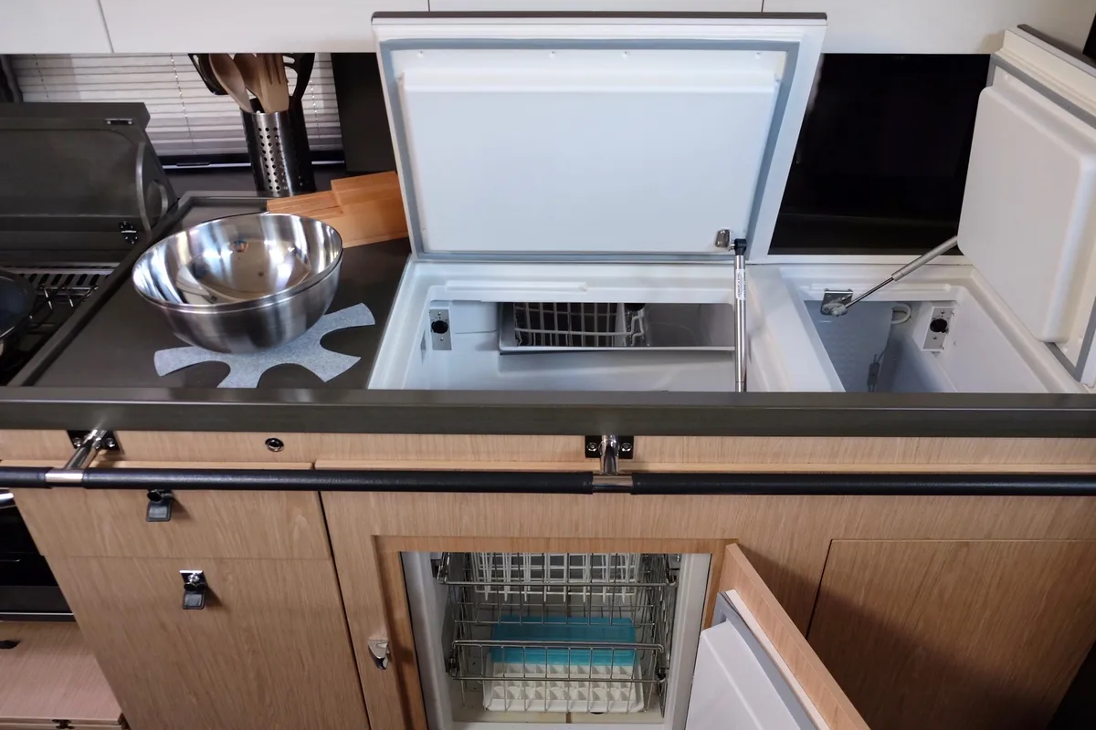 Galley of Premium +, a Beneteau Oceanis Yacht 62 sailboat at Rosignano Solvay, Italy