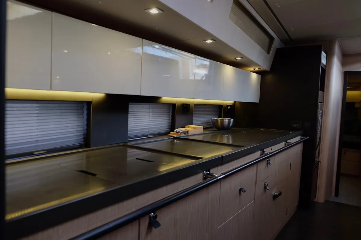 Galley of Premium +, a Beneteau Oceanis Yacht 62 sailboat at Rosignano Solvay, Italy