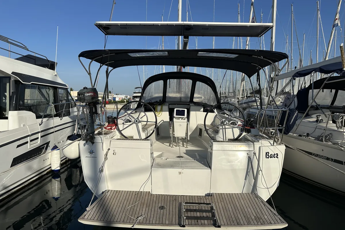 Exterior view of Baez, a Jeanneau Sun Odyssey 449 sailboat at Sukošan, Croatia