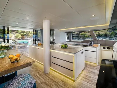 Galley of Vulpino, a Sunreef 60 catamaran at Kaštela, Croatia