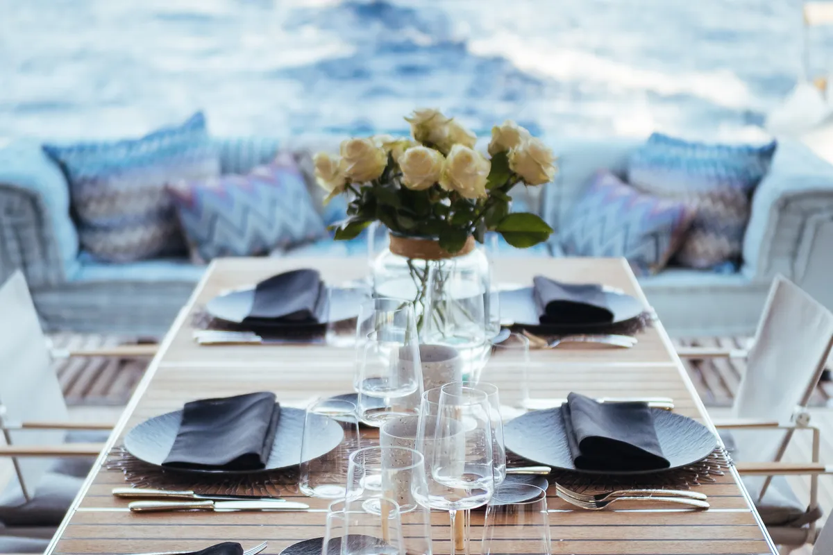 Deck of Vulpino, a Sunreef 60 catamaran at Kaštela, Croatia