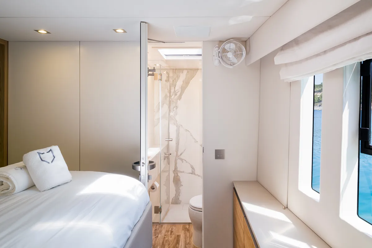 Cabin on Vulpino, a Sunreef 60 catamaran at Kaštela, Croatia