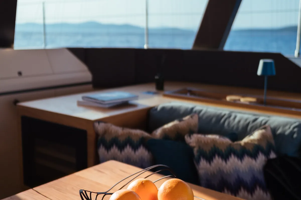 Salon of Vulpino, a Sunreef 60 catamaran at Kaštela, Croatia