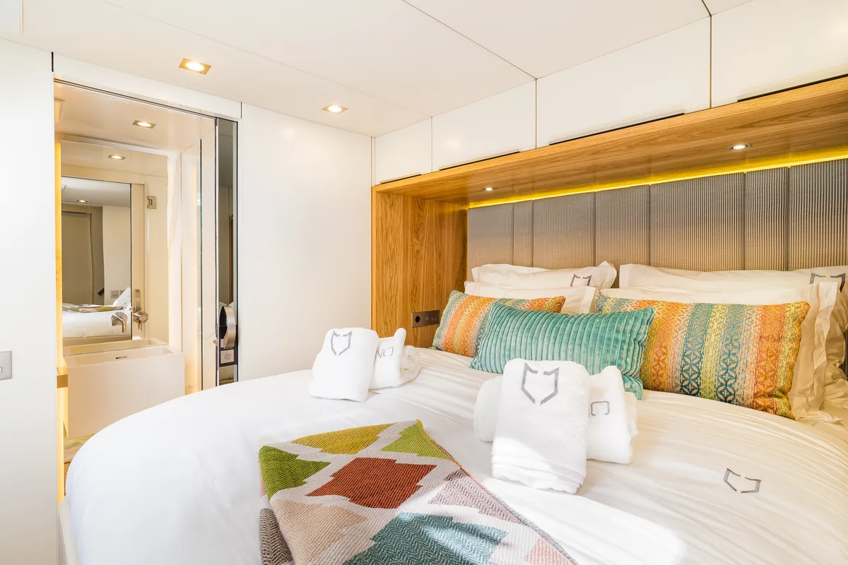 Cabin on Vulpino, a Sunreef 60 catamaran at Kaštela, Croatia