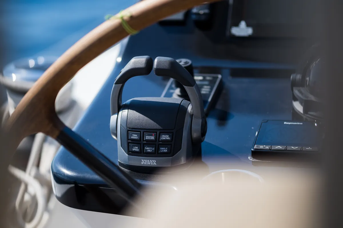 Cockpit of Vulpino, a Sunreef 60 catamaran at Kaštela, Croatia