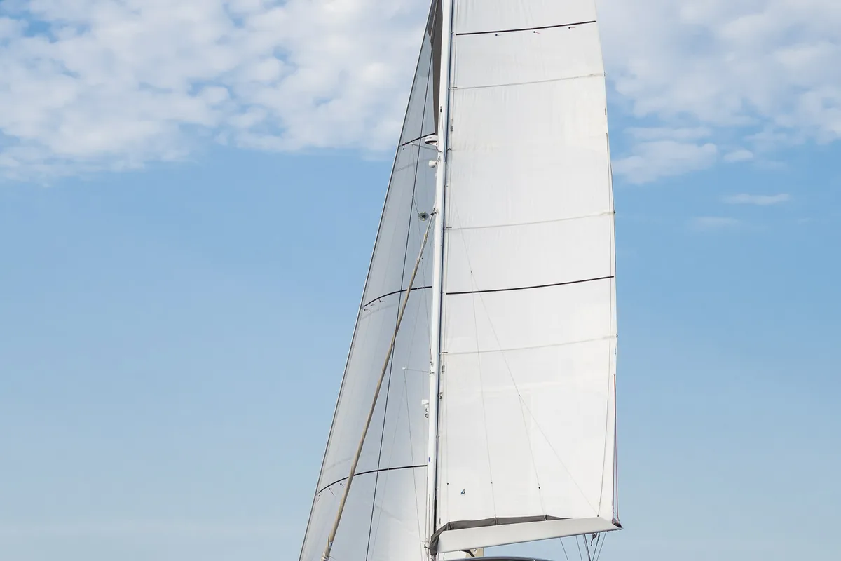 Exterior view of Vulpino, a Sunreef 60 catamaran at Kaštela, Croatia