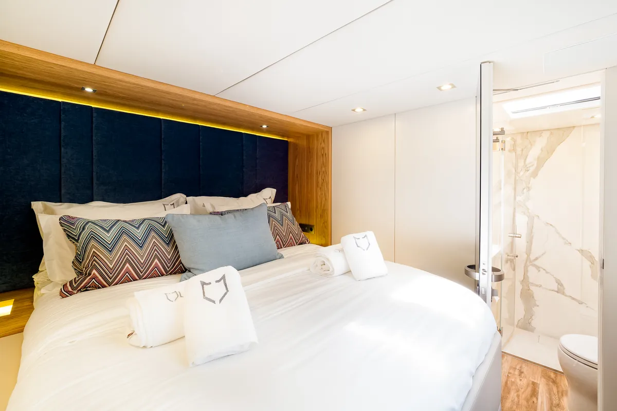 Cabin on Vulpino, a Sunreef 60 catamaran at Kaštela, Croatia