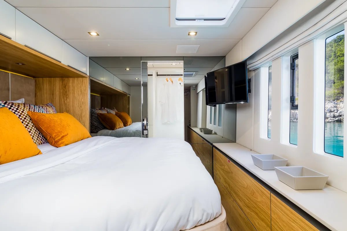 Cabin on Vulpino, a Sunreef 60 catamaran at Kaštela, Croatia