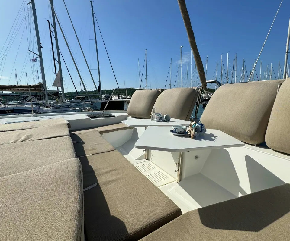 Deck of Compass, a Bali Catspace catamaran at Pirovac, Croatia