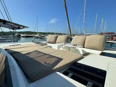 Deck of Compass, a Bali Catspace catamaran at Pirovac, Croatia