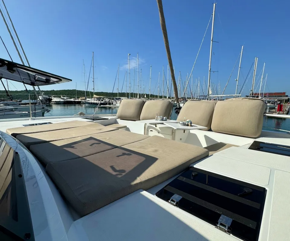 Deck of Compass, a Bali Catspace catamaran at Pirovac, Croatia