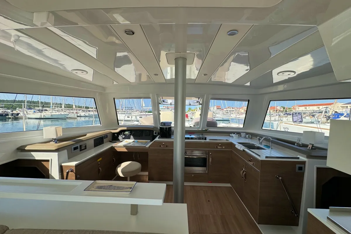 Galley of Compass, a Bali Catspace catamaran at Pirovac, Croatia