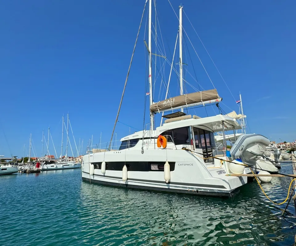 Exterior view of Compass, a Bali Catspace catamaran at Pirovac, Croatia