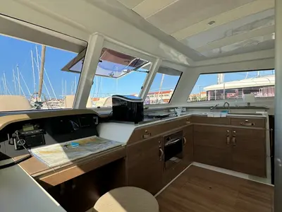 Galley of Compass, a Bali Catspace catamaran at Pirovac, Croatia