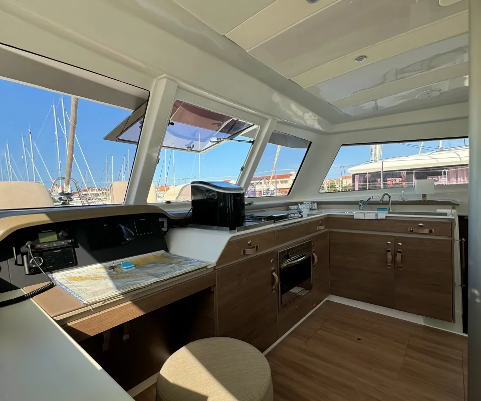 Galley of Compass, a Bali Catspace catamaran at Pirovac, Croatia