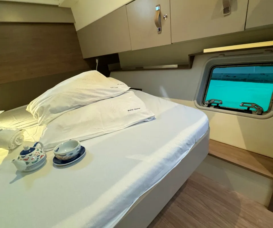 Cabin on Compass, a Bali Catspace catamaran at Pirovac, Croatia