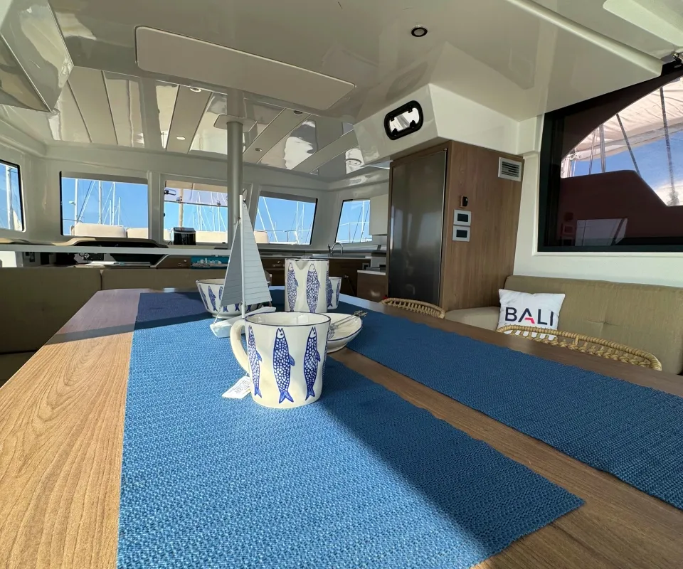 Salon of Compass, a Bali Catspace catamaran at Pirovac, Croatia