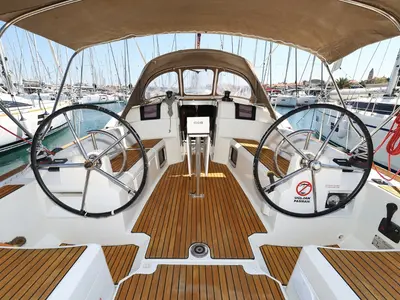 Eol, a Jeanneau Sun Odyssey 389 sailboat at Biograd na Moru, Croatia